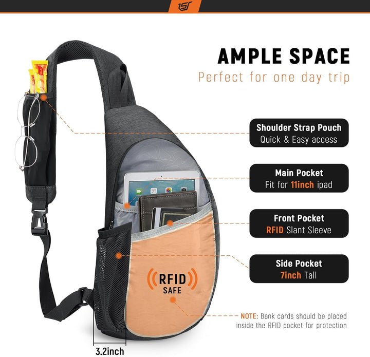 SKYSPER Brusttasche Schultertasche Leichte Sling Bag Herren Klein Schulter Tasche RFID-Schutz Crossb