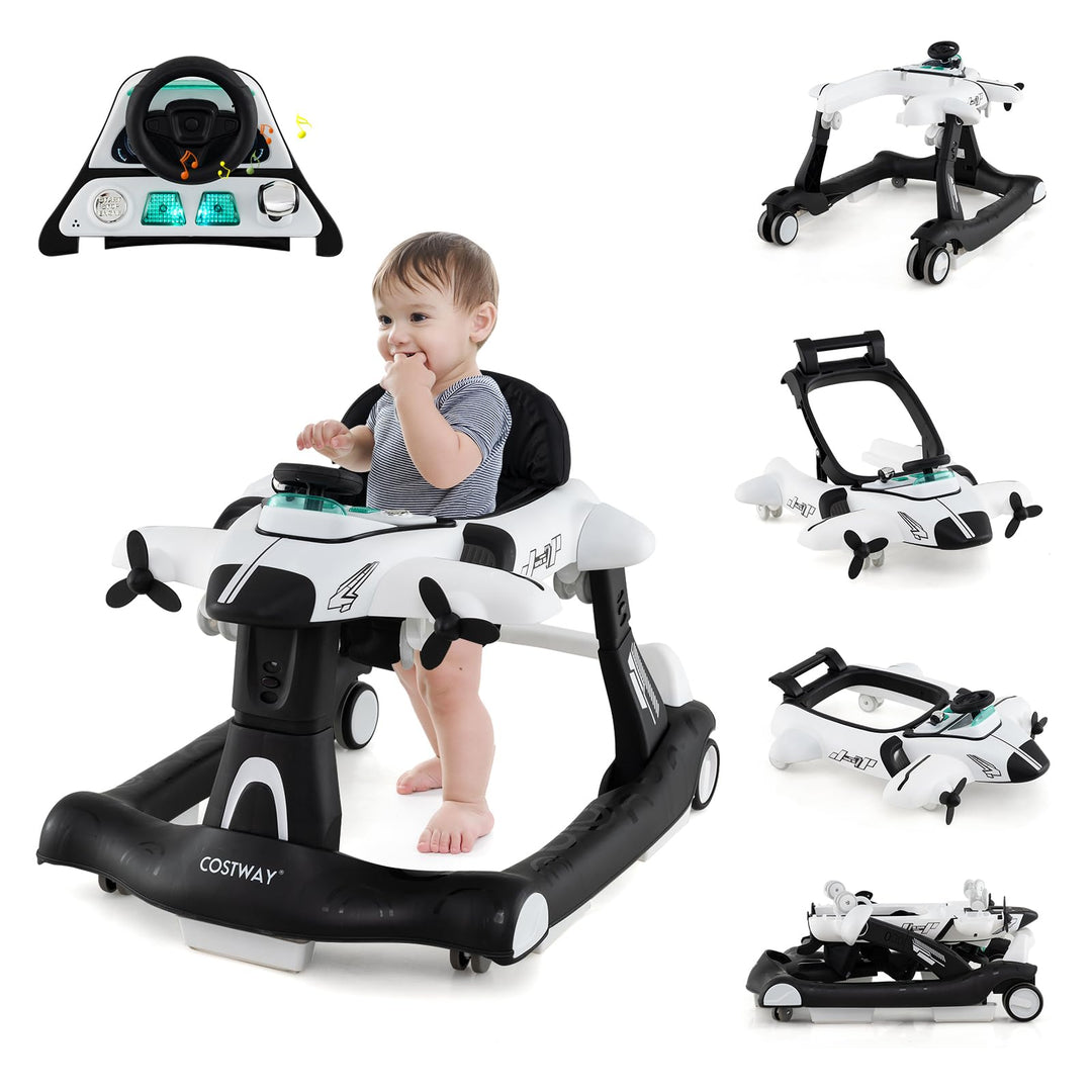 FANTASK 6 in 1 Lauflernhilfe, Babywalker höhenverstellbar mit abnehmbarer Spieluhr &amp; Esstablett, Lau