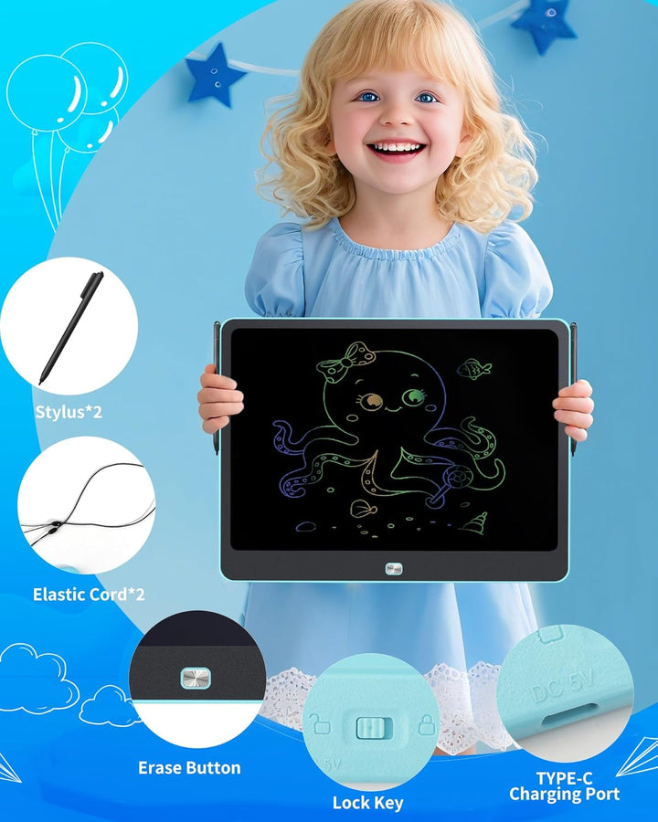 Wiederaufladbares 40,6 cm LCD-Schreibtablett, grosses buntes Zeichentablett, Doodle Board für Kinder