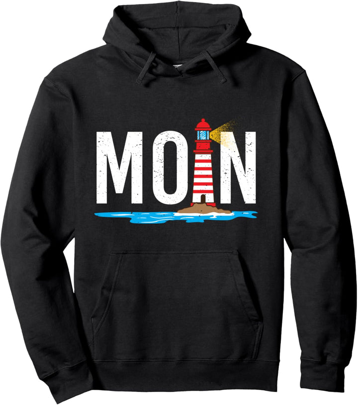 Moin Leuchtturm & Möwen im Norden Meer Urlaub Norddeutsche Pullover Hoodie