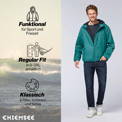 CHIEMSEE Regenjacke Herren wasserdicht und atmungsaktiv I Leichte Regenjacke faltbar I Funktionsjack