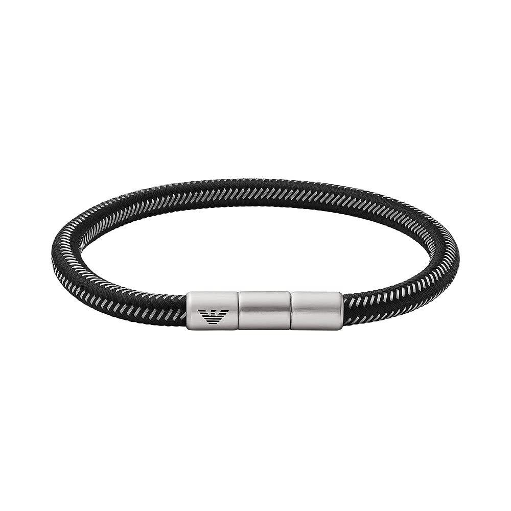 EMPORIO ARMANI Herrenarmband Schmuckplatte Nylon schwarz, EGS2991040