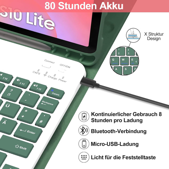 Lachesis Tastatur Hülle für Samsung Tab S9 FE 10.9 Zoll/Tab S9 11 Zoll 2024 Tablet, Schutzhülle mit