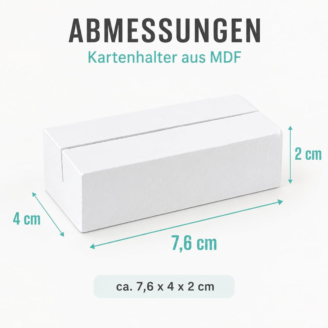 MIJOMA 24 Stück Set Kartenhalter Tischkartenhalter Menükartenhalter aus Holz weiss - ideal für die H