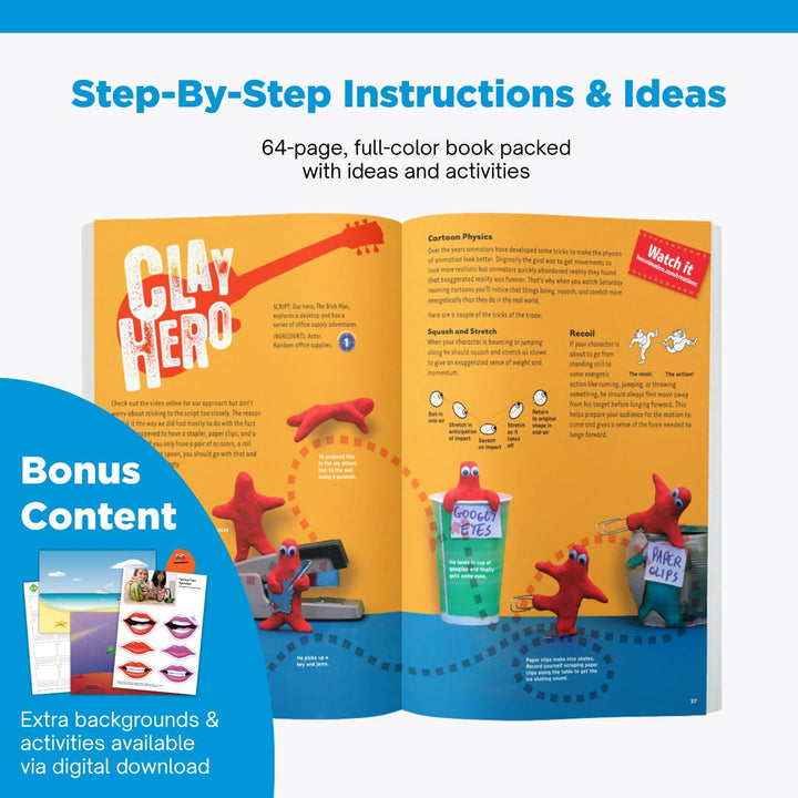 HUE Animation Studio Pro Stop-Motion Komplett-Set (Full HD 1080p Flex-Hals Kamera, Software, Buch) f