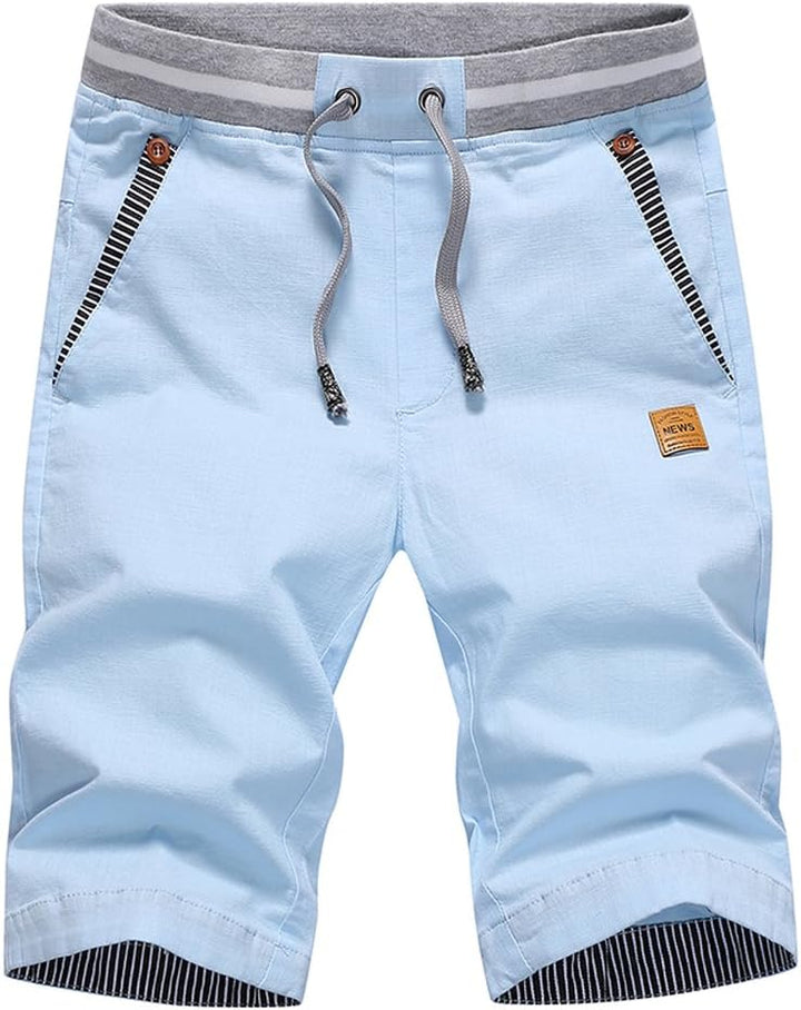 Tansozer Herrenshorts Herren Shorts Baumwolle Sommer Shorts mit Taschen Herren S Himmelblau, S Himme