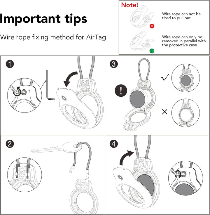 SPGUARD Kompatibel mit Apple AirTag Anhänger Secure Halter mit Kabel, 2er Pack Air Tag Lock Case Sch