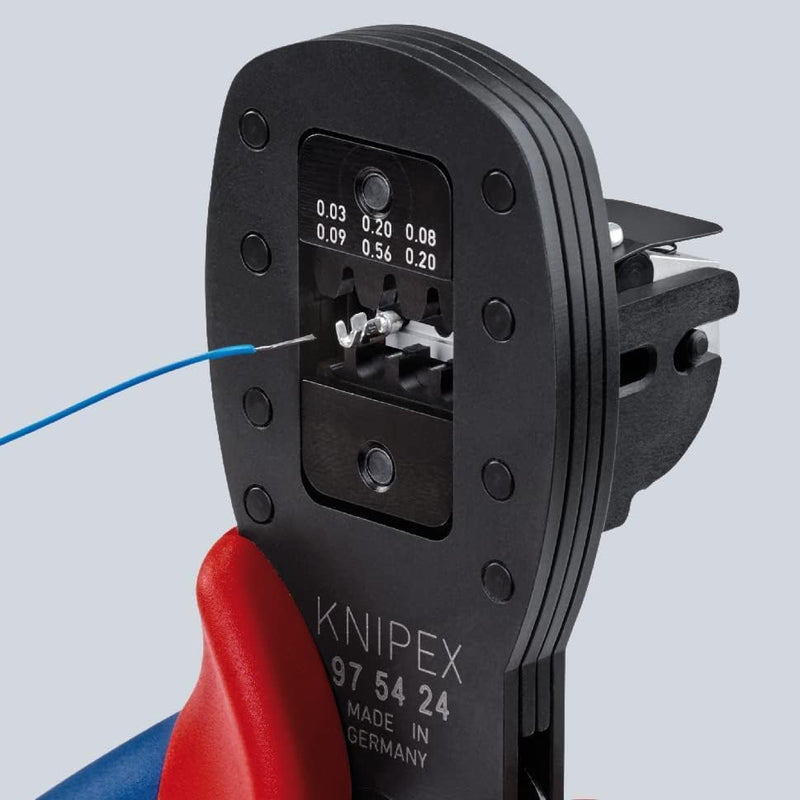 Knipex Crimpzange für Miniaturstecker Parallelcrimp brüniert, mit Mehrkomponenten-Hüllen 190 mm 97 5