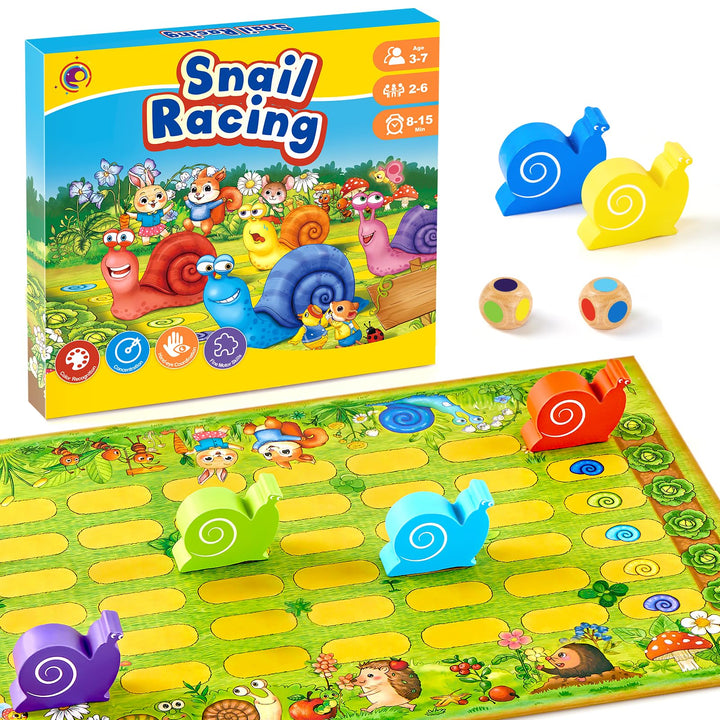Kleine Schnecke Spiel, Klassiker Brettspiel Familienspiel für 2-6 Kinder, Montessori Gesellschaftssp