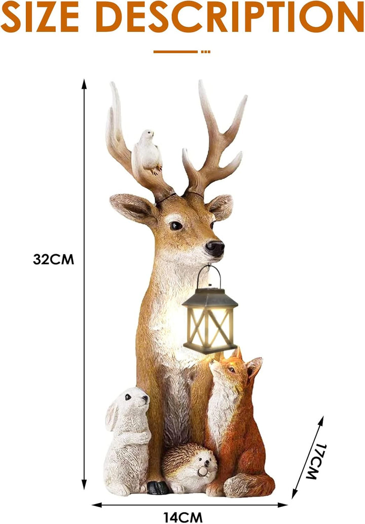 FUFRE Weihnachtsdeko Hirsch Mit LED Laterne, Herbstdeko Draussen -weihnachtsdeko Aussen, Gartendeko
