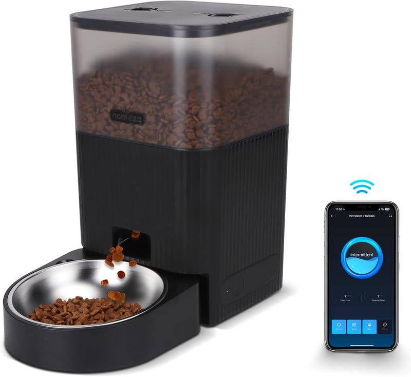 Nobleza - WiFi Automatischer Futterautomat für Katze & Hund, 4.2L Pet Feeder mit Timer, 10S Sprachau