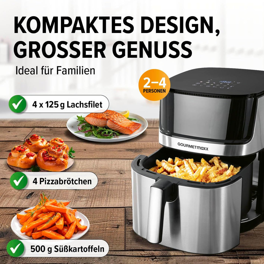 GOURMETmaxx 4in1-digitale Heissluftfritteuse | Leistungsstarker Airfryer 2200 W | Fettarmes + energi
