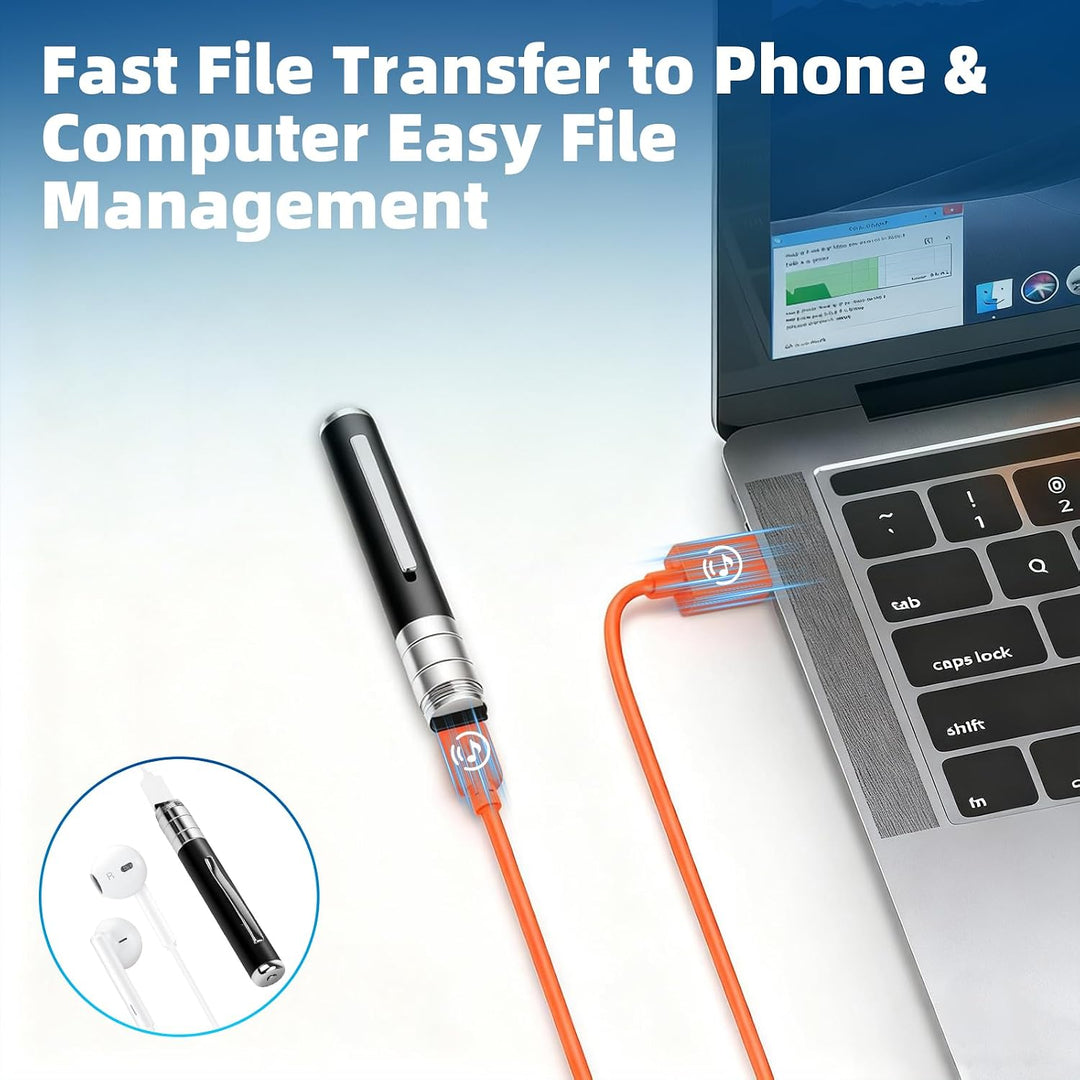 Stift mit Sprachaufnahme, 64 GB Diktiergerät, Automatisch und Kontinuierlich durch Rotationsaktivier