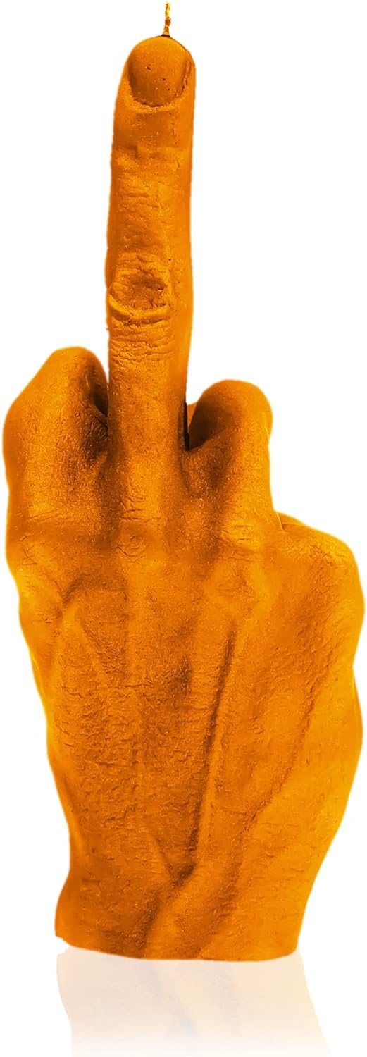 Candellana Kerze in Form eines Mittelfingers | FCK | Höhe: 22,2 cm | Orange | Brennzeit 30h | Kerzen