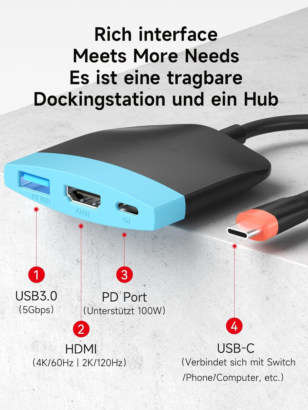 Hagibis Switch2 Dock for Switch 1/2/OLED, Portable TV Dock Charging Docking Station with HDMI and US
