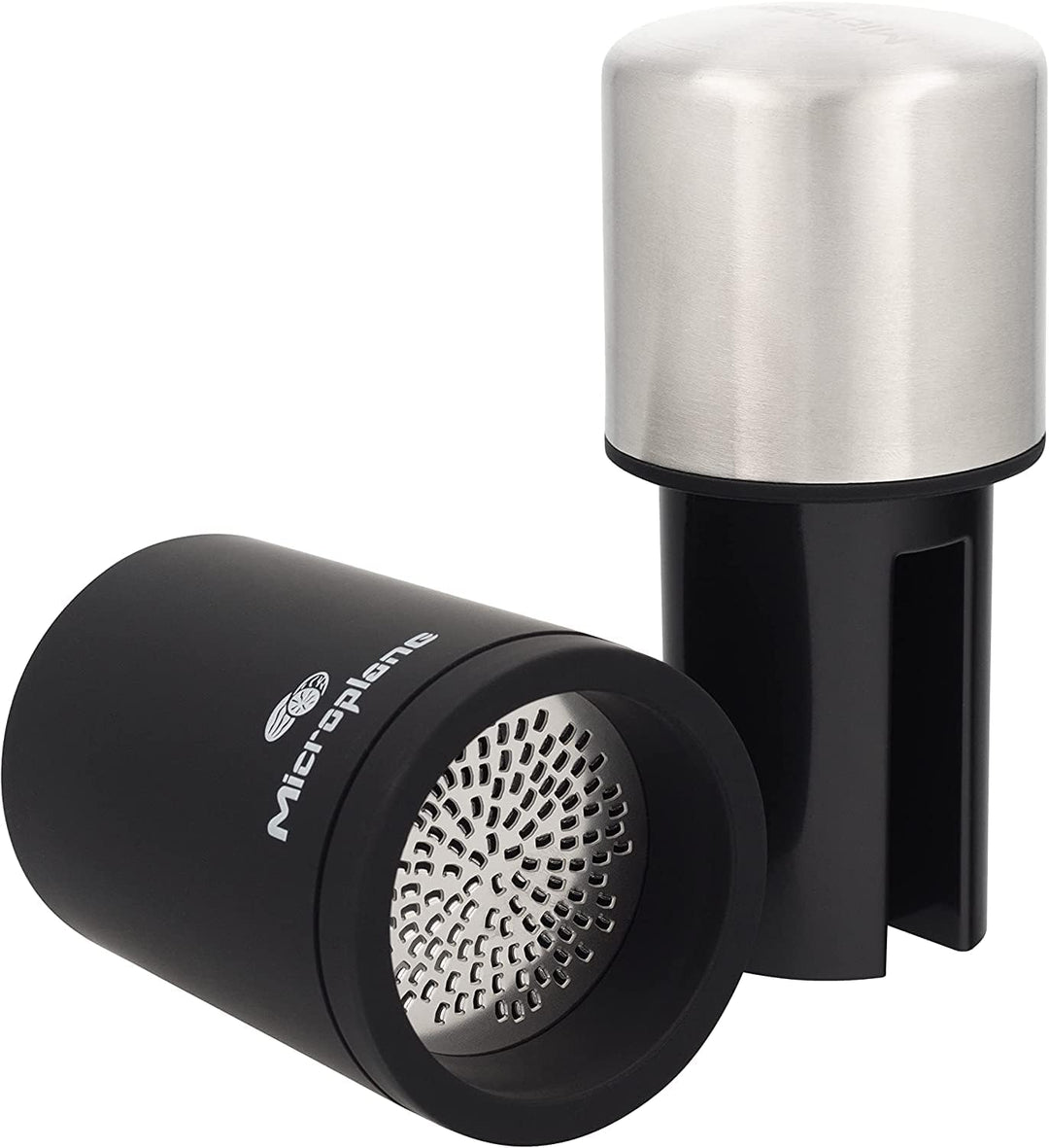 Microplane Gewürzmühle Edelstahl für Muskatnuss, Zimt, Tonkabohnen, Langpfeffer und andere getrockne