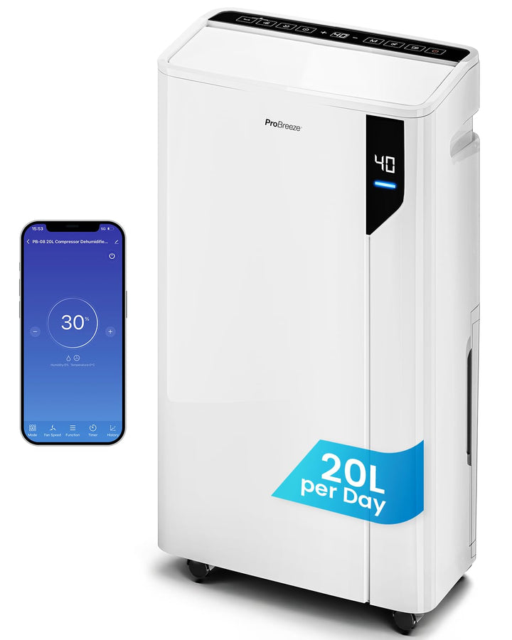 Pro Breeze Luftentfeuchter 20L in 24h Entfeuchtungsleistung - Luftentfeuchter elektrisch mit Wäschem