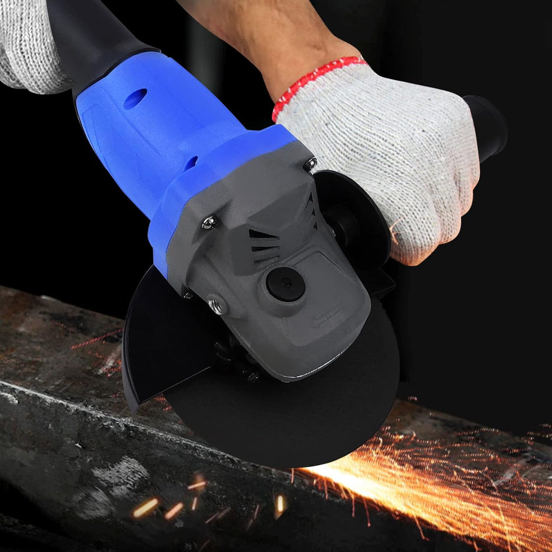Winkelschleifer, 6000mAh Akku-Winkelschleifer, 10000 RPM, 115 mm, mit Zusatzgriff und Scheiben, idea