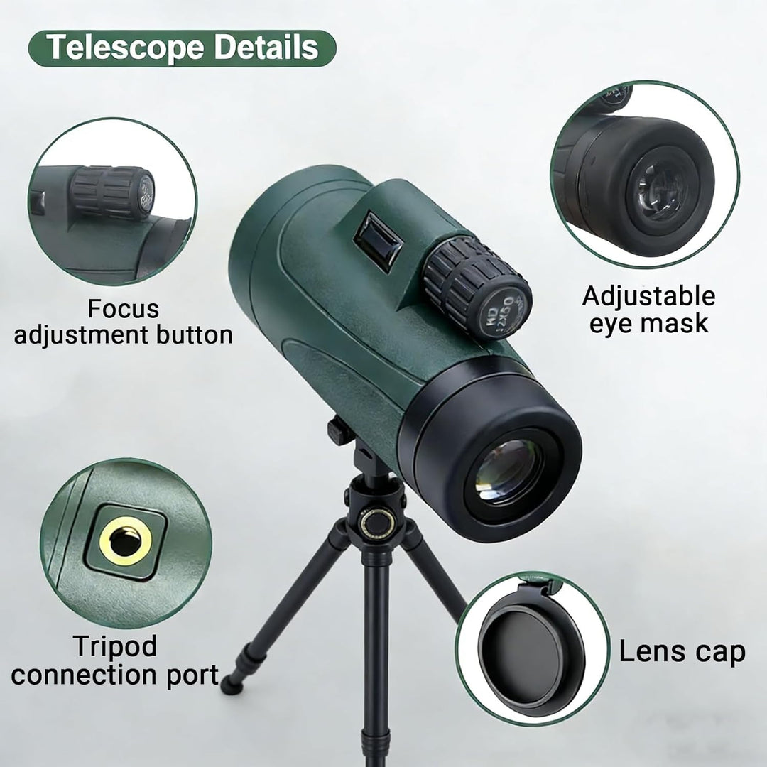 12x50 Zoom fernrohr Erwachsene monocular Telescope originalmit mit Smartphone Halter Stativ,Robuste