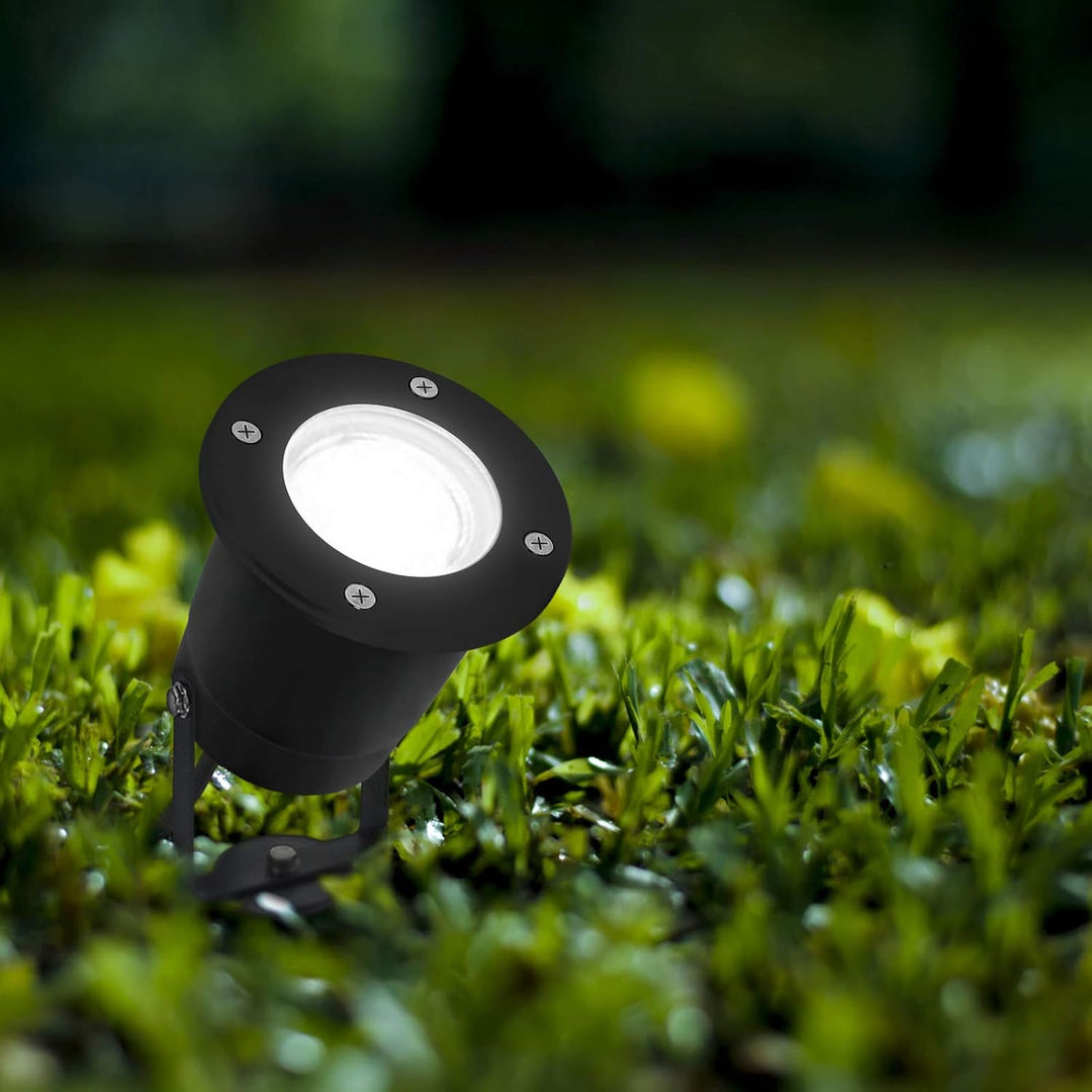 LED Erdspiessleuchte schwarz Aussenstrahler inkl. Montagebügel und Erdspiess schwenkbar Gartenstrahl