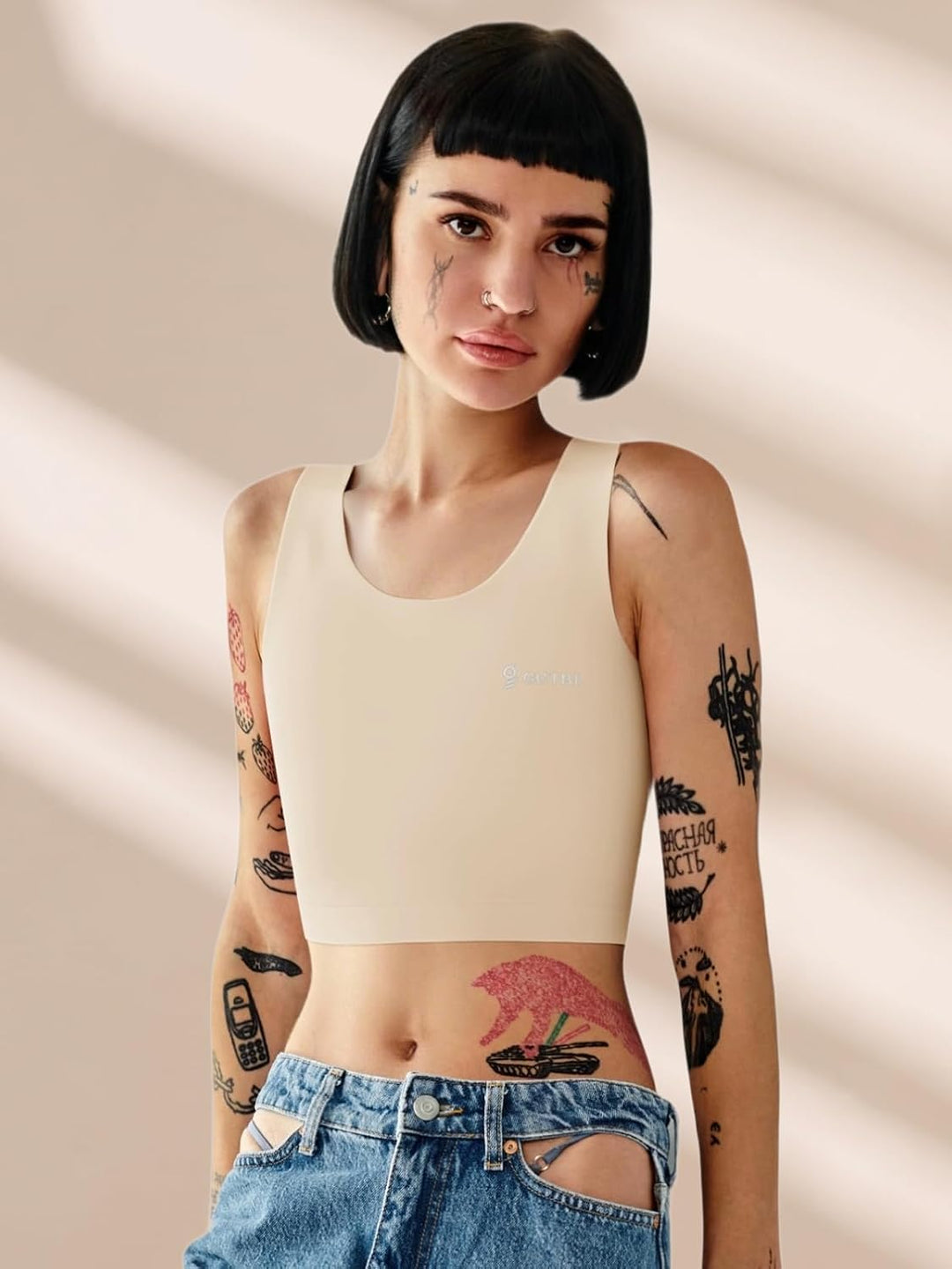 Brust Binder für Transgender FTM Trans Binder Atmungsaktive Nahtlos Schwimm Binder Bra Nude XL, Nude