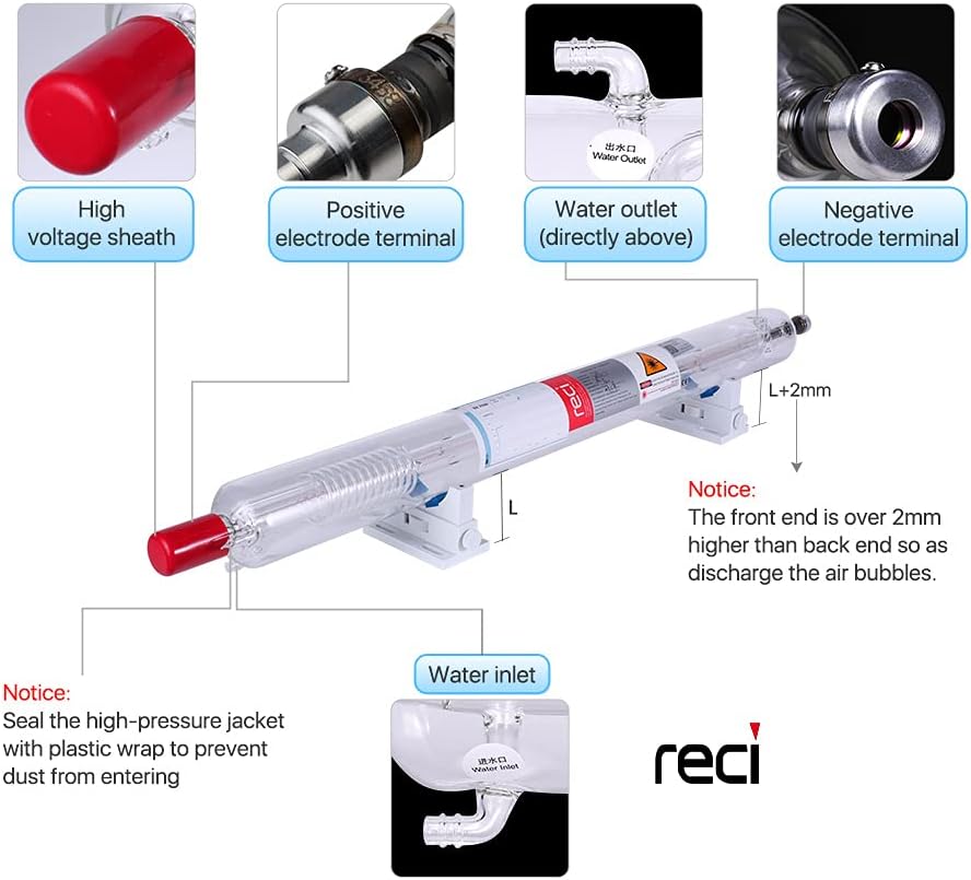 Cloudray RECI CO2 Laser Tube W2 90W 100W Laserröhre for Laser Engraving Cutting Machine Schneidemasc