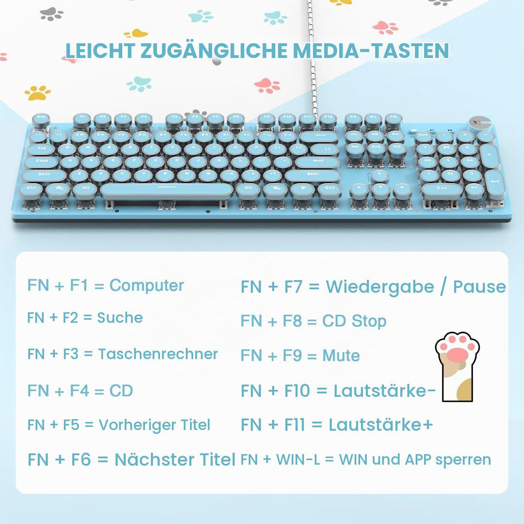 LexonElec Der Blaue Schalter Kann Zehn Laminosiken für Licht, 105 Taste USB-Computer, Manschetten-St