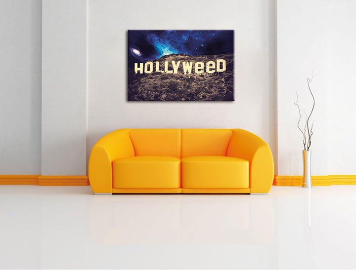Pixxprint Hollyweed Format: 100x70auf Leinwand, XXL riesige Bilder fertig gerahmt mit Keilrahmen, Ku