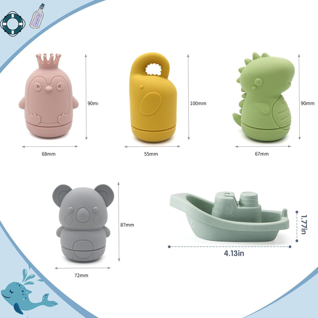 ATAUSD 9 Stück Badewannenspielzeug, Badespielzeug Silikon Badewanne Spielzeug, Baby Badewannenspielz