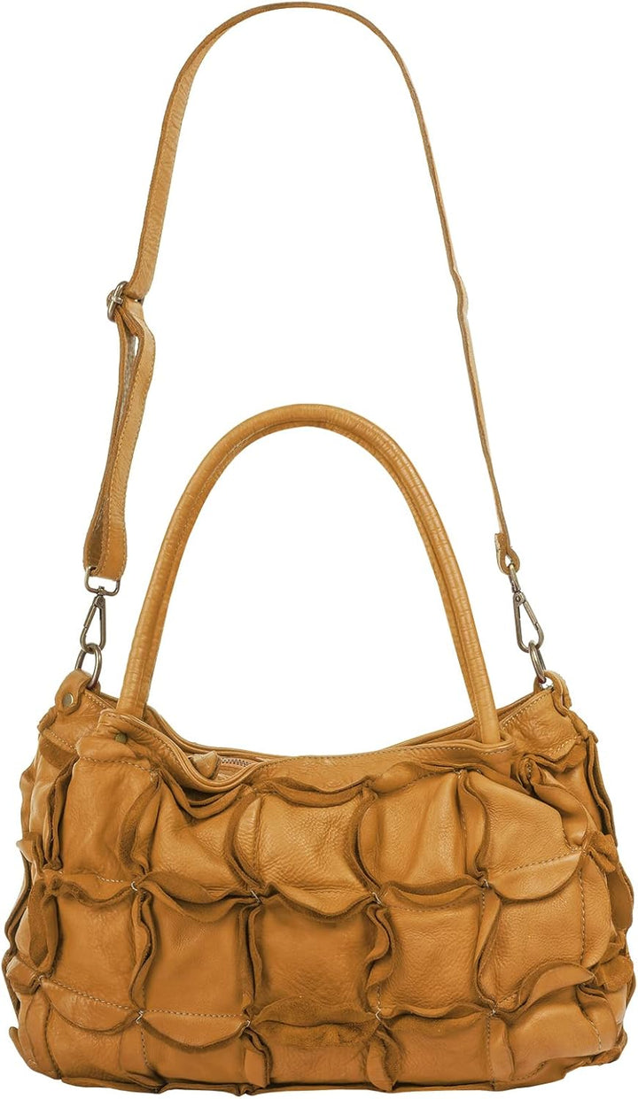 Samantha Look Shopper Echt Leder Damen | Made in Italy, Geräumige Vintage Schultertasche mit Reissve