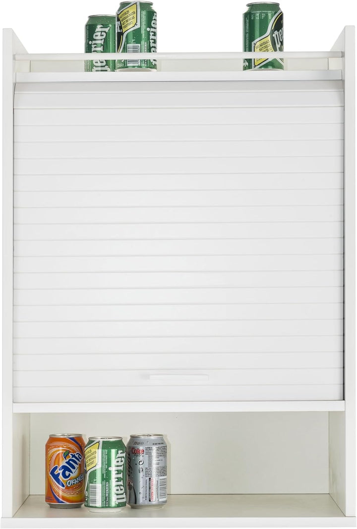 SIMMOB Küchenmöbel, weiss, Vorhang schwarz oder weiss, 4 Fächer, L 54 cm, H 76,6 cm, T 35,4 cm