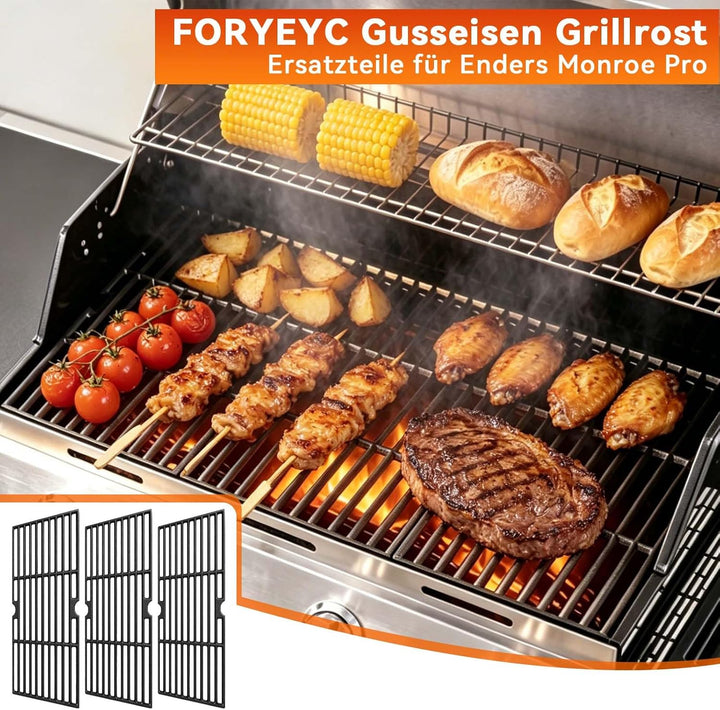 43 x 63 cm Gusseisen Grillrost für Enders Boston 3, Enders Monroe Pro 3, Landmann Triton 3 &amp; 4, Char