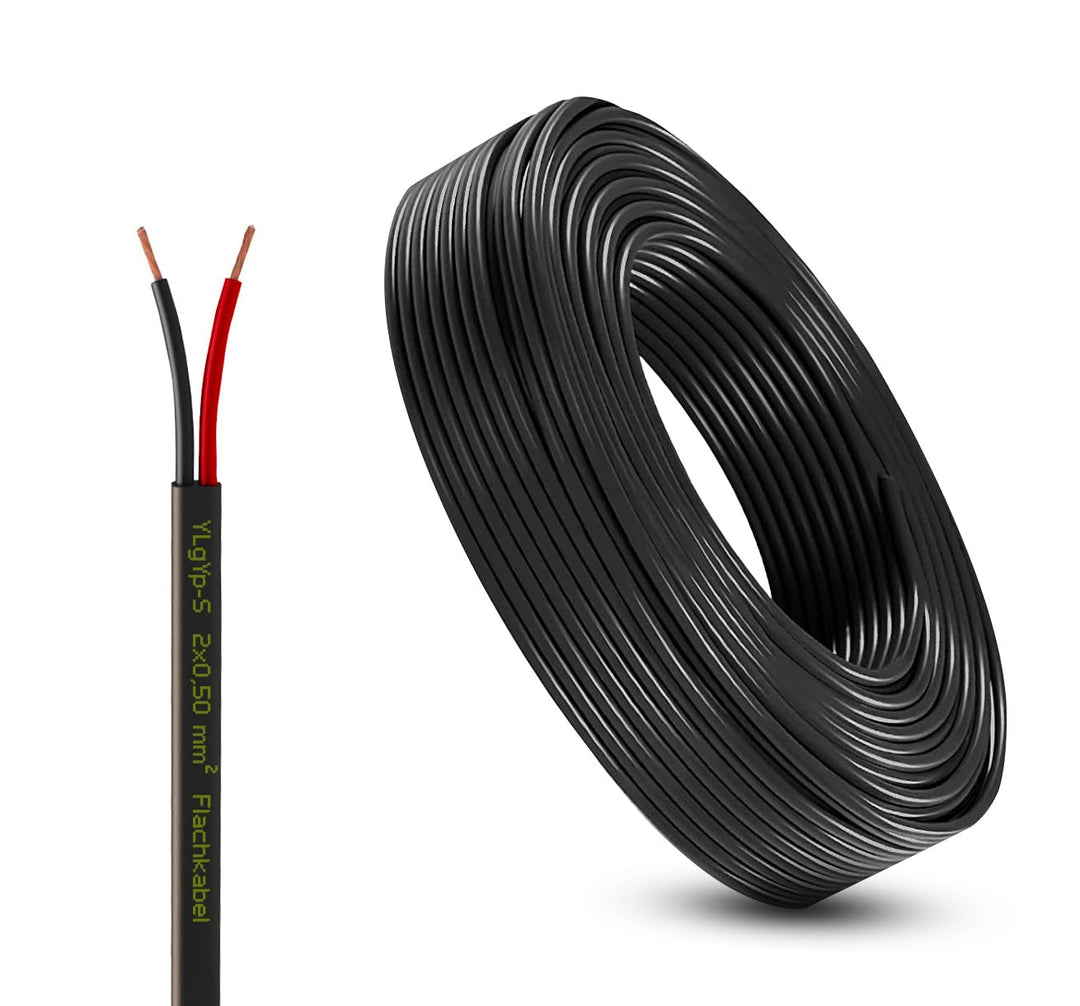 Fahrzeugleitung Anhängerkabel Rund oder Flach Kabel rot/schwarz 2X 0,75 1,0 1,5 mm² 2-adrig 6-24 Vol