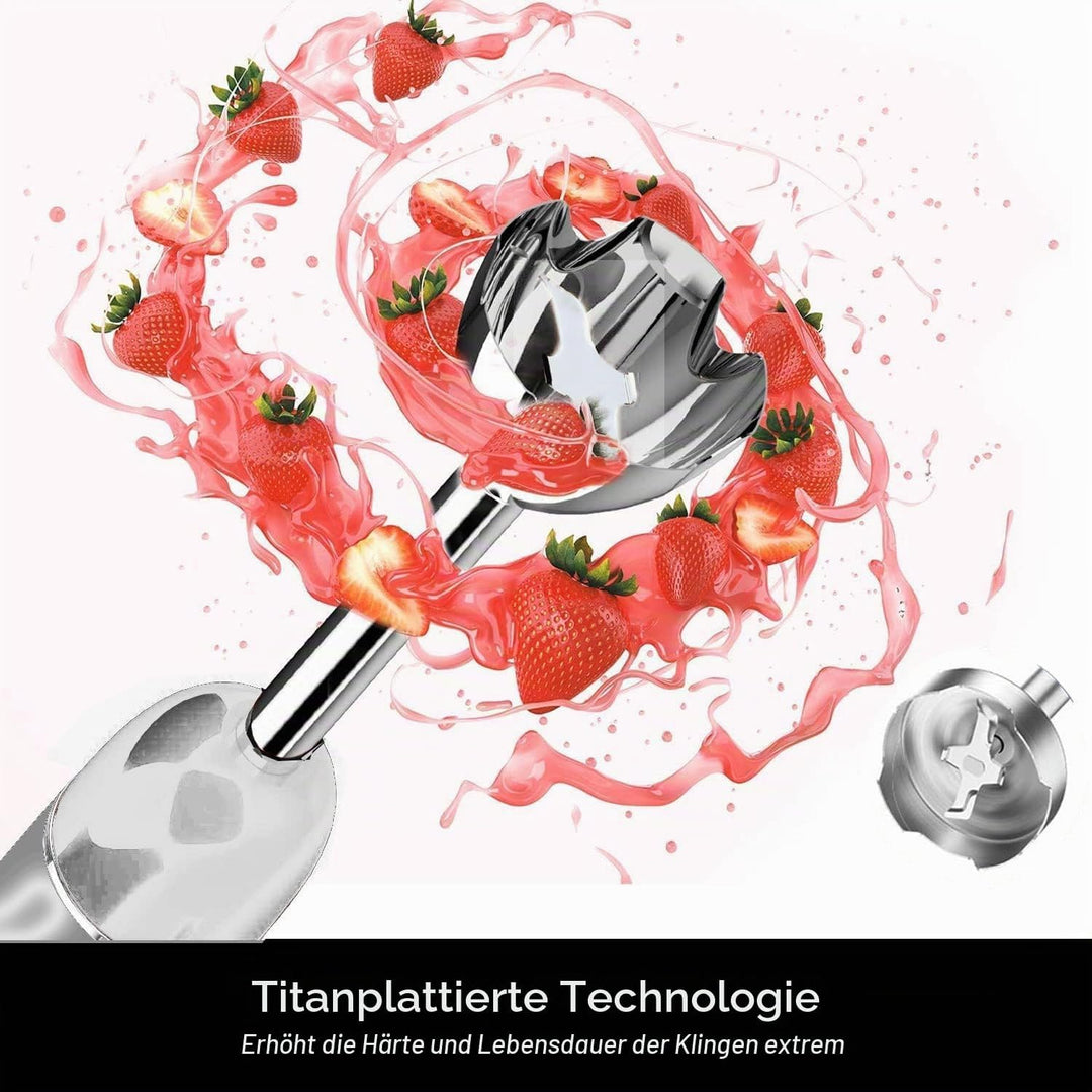 MegaWise Pro Titanium Verstärkter 3-in-1 Stabmixer, Leistungsstarker MOTOR mit 80% schärferen Klinge