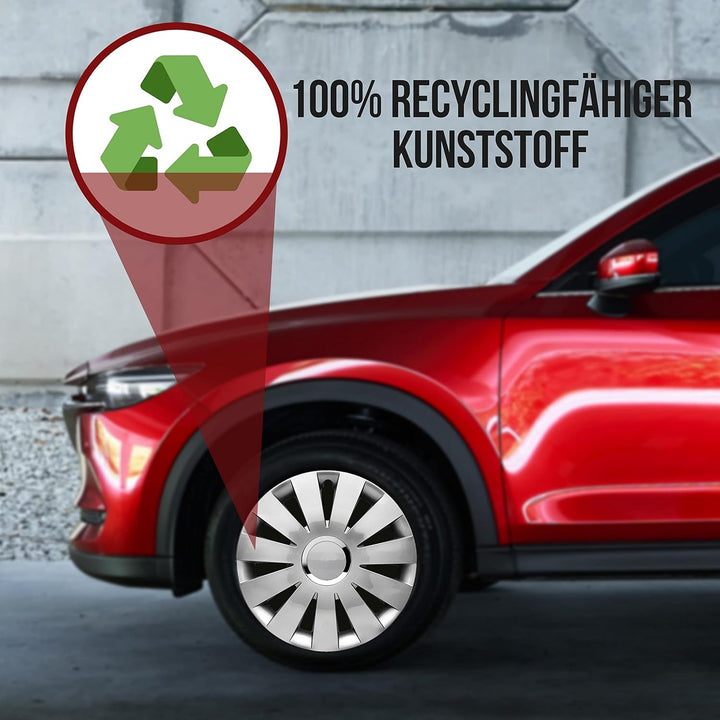 Albrecht 14 Zoll Radkappen silber für Stahlfelgen - Beat Radzierblenden aus hochwertigem Kunststoff