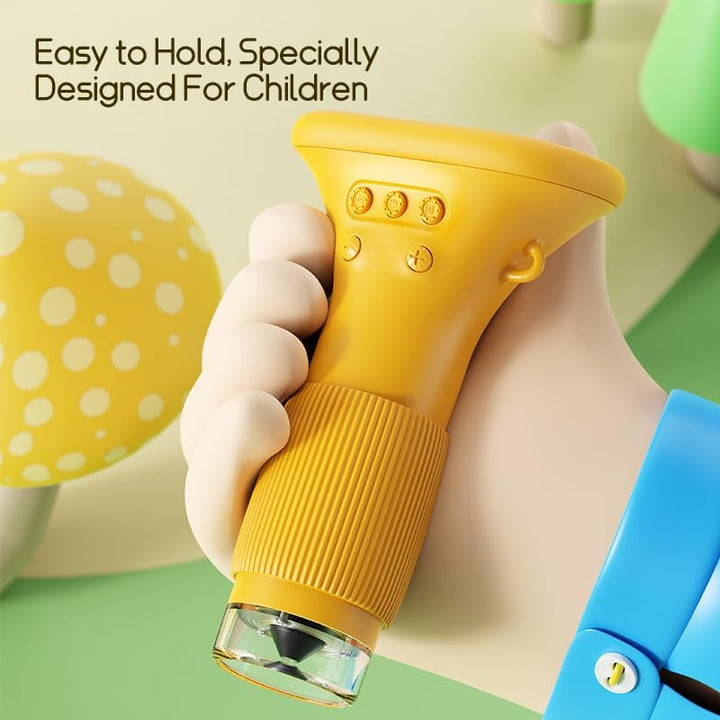 Daxiongmao Kinder Mikroskop mit 2,0 Zoll IPS-Display, USB-Anschluss für PC, 8 LED Beleuchtung, 200-1