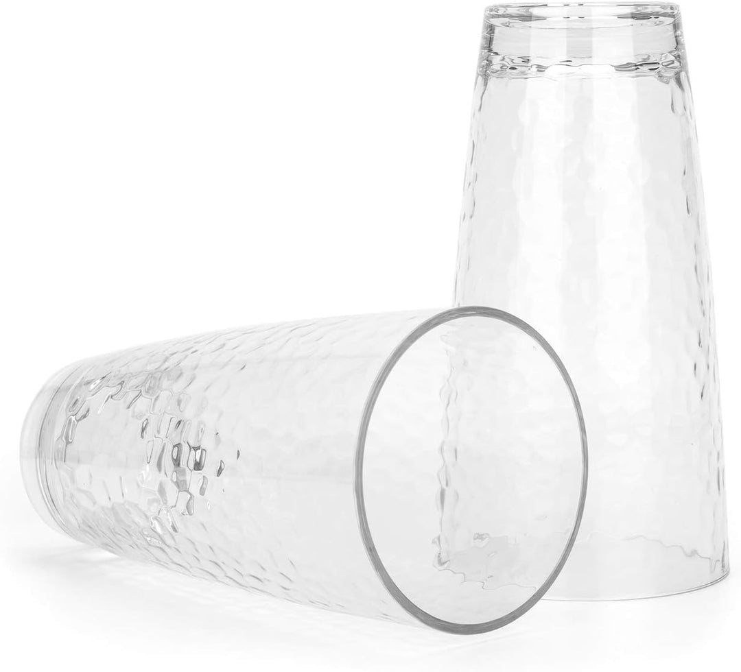 Grosse Acrylgläser, 740 ml, Kunststoffbecher, Set mit 6 transparenten Farben, gehämmerter Stil, BPA-