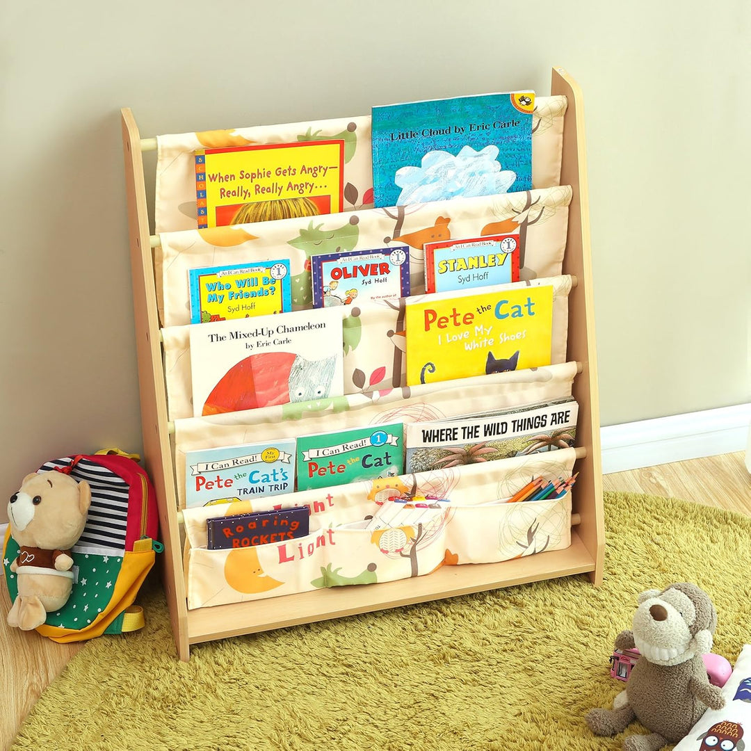 SONGMICS 4-stöckiges Bücherregal für Kinder, Aufbewahrungsregal für Bücher, Schulmaterialien, für Ki