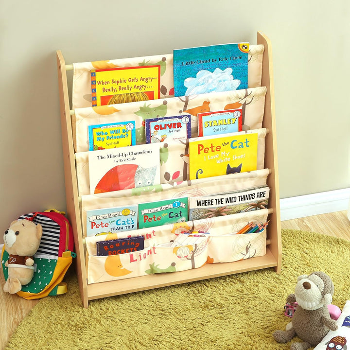 SONGMICS 4-stöckiges Bücherregal für Kinder, Aufbewahrungsregal für Bücher, Schulmaterialien, für Ki