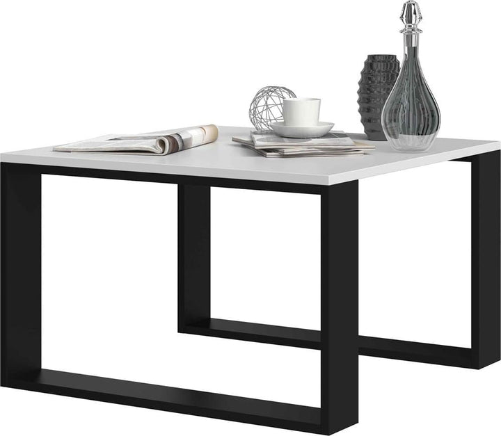 VBChome Kaffeetisch 67 x 67 x 40 cm Weiss - Schwarz Couchtisch Wohnzimmertisch Teetisch Beistelltisc