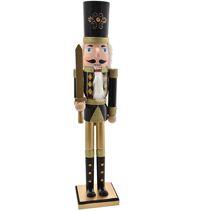 BAKAJI Riesiger hölzerner Nussknacker Soldat Weihnachtsnussknacker Höhe 106 cm Gemalte Kleider Bart
