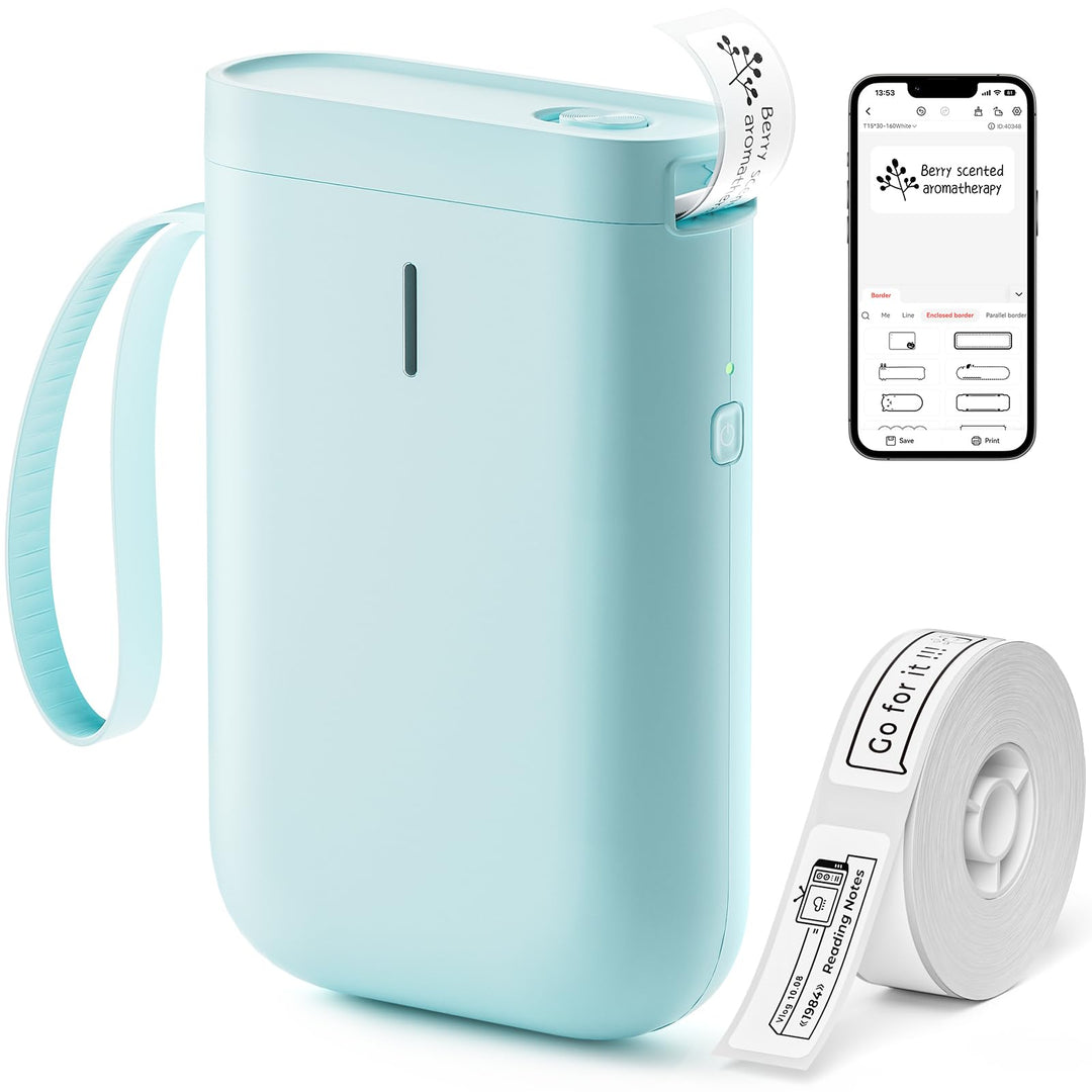 NIIMBOT D11 Etikettendrucker Tragbarer Aufkleberdrucker, Wireless-Technologie und 1 Rolle Starter-Et