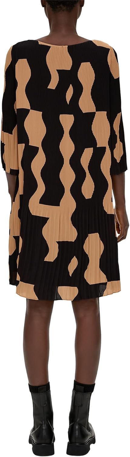 s.Oliver BLACK LABEL Damen Plissee Kleid kurz, Schwarz