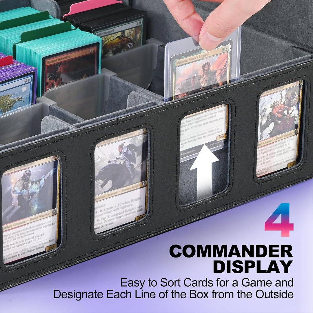 Sammelkarten Aufbewahrungsbox mit Commander Display; 2400+ Deck Box für MTG mit abnehmbarem Deckel;
