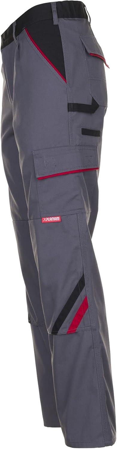 Planam 2322067 Highline Bundhose, Schiefer/Schwarz/Rot, Grösse 67