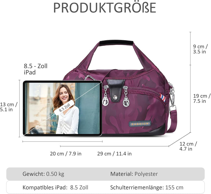 DIRRONA Damen Umhängetasche Multi Pocket Crossbody Bag Schultertaschen Leicht Handtasche Waterproof