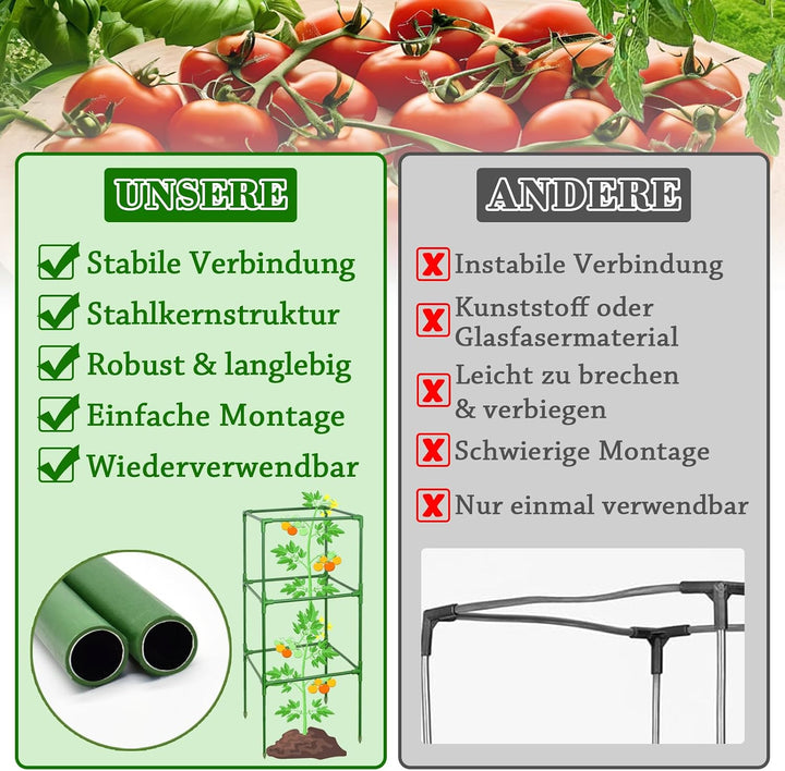 ZeeDix 4 Stück Tomaten Rankhilfe, 151cm Höhenverstellbare Rankhilfe 151cm 4Stück, 151cm 4Stück