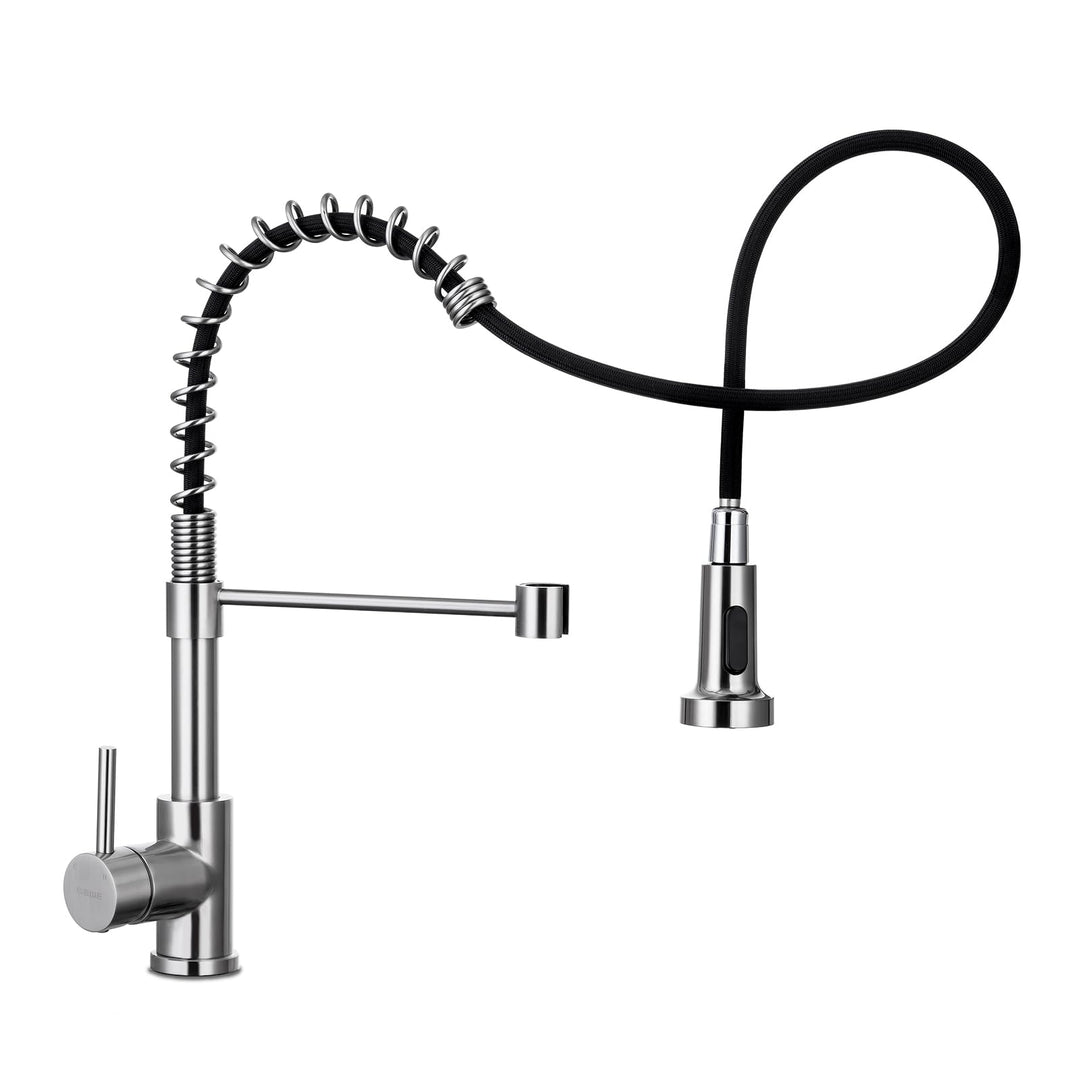 Küchenspüle-Wasserhahn, Küchenarmaturen mit herausziehbarem Sprüher, WEWE Edelstahl, Einzelgriff, Ei