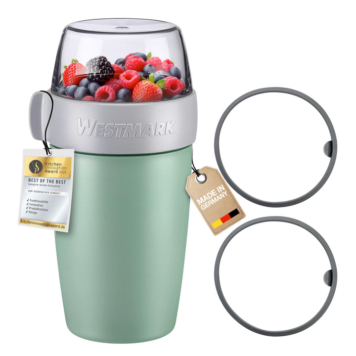 Westmark Müslibecher/Lunchpot Set – 2 auslaufsichere Fächer: 200 ml +500 ml, 2 Ersatzdichtungsringe,