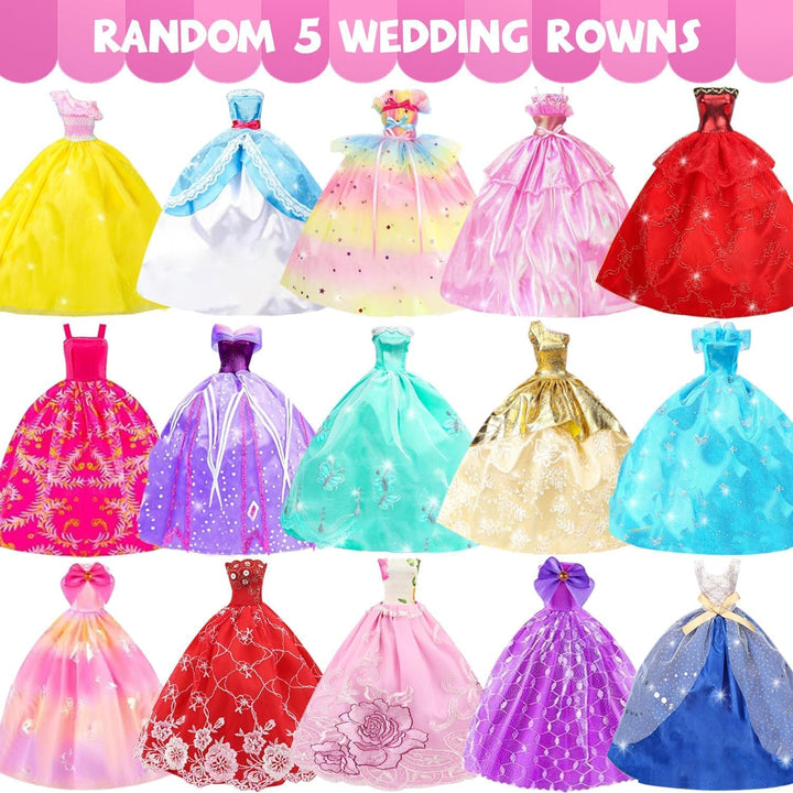 101 Teile Puppenkleidung Set Puppenzubehör für 11,5 Zoll (29 cm) Puppen mit Hochzeitskleider, Abendk